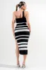 PDKS78711B-W / RIB SWEATER STRIPE ONE SHOULDER MIDI DRESS sold by privy