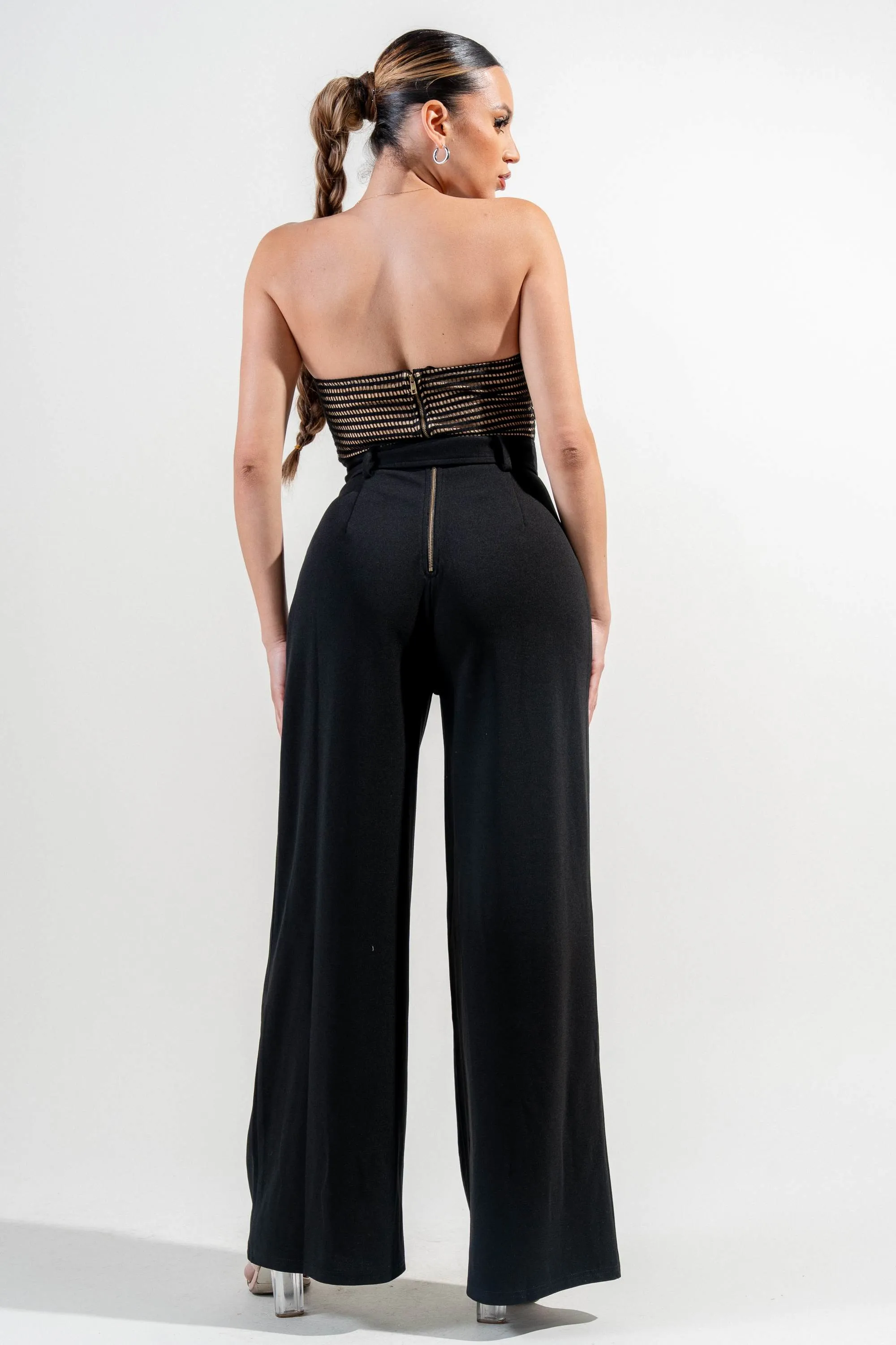 PJ11227E-W / CROCHET KNIT & LINEN BLEND SWEETHEART TUBE JUMPSUIT sold by privy product image thumbnail 3