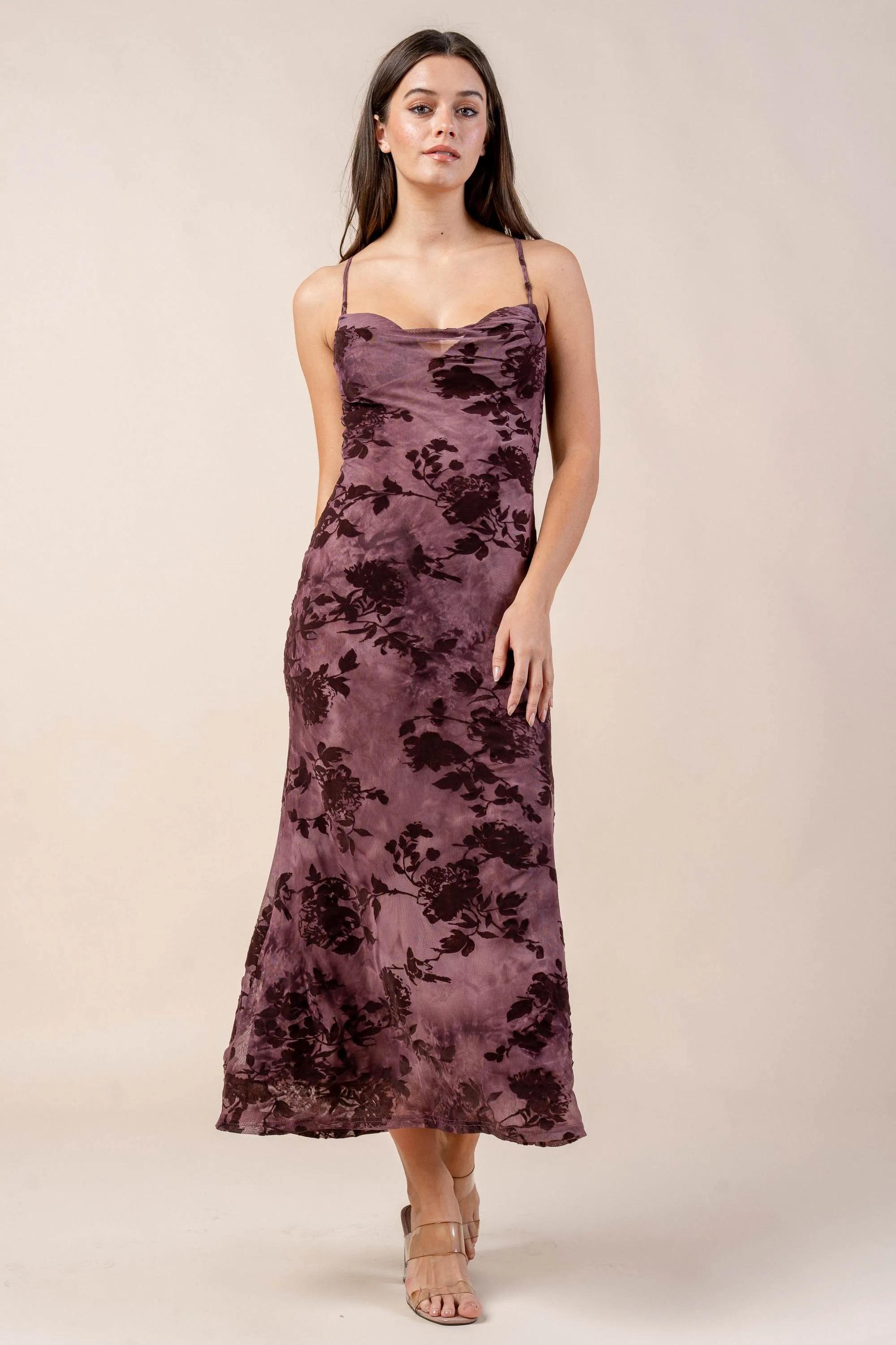 CDKF30472E / MESH WITH FLOCKING MIDI DRESS sold by privy