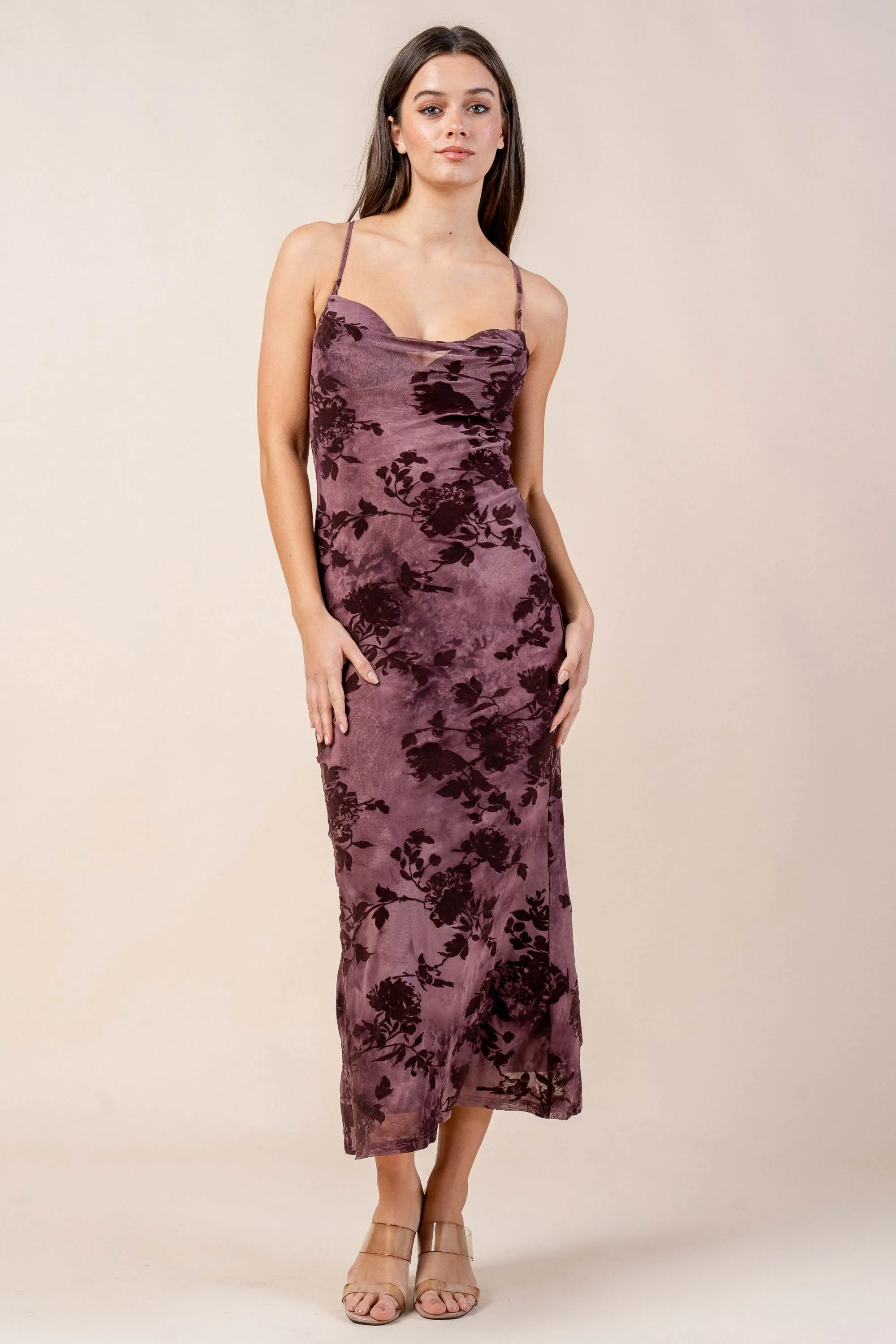 CDKF30472E / MESH WITH FLOCKING MIDI DRESS sold by privy product image thumbnail 4