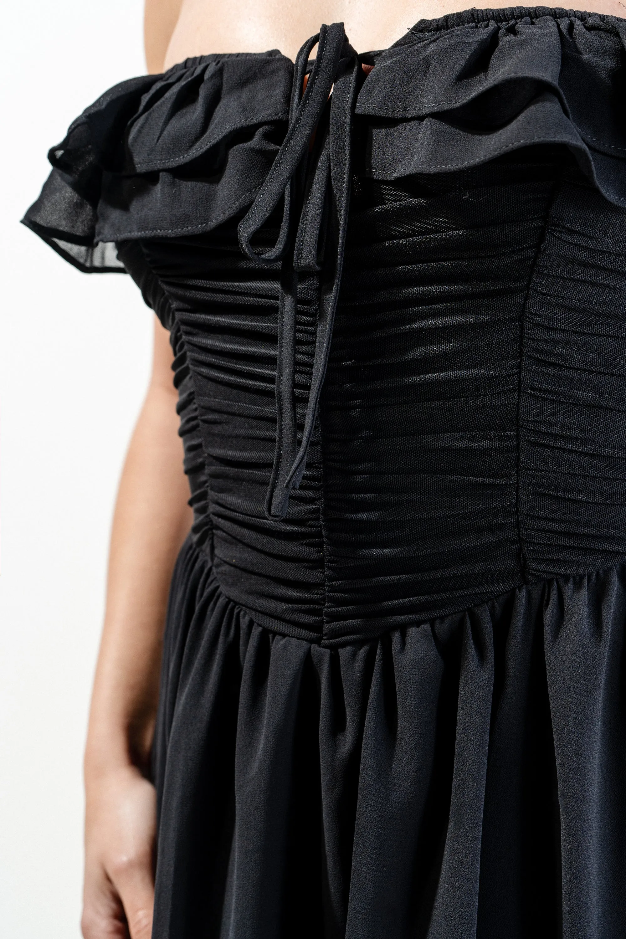 PD72232H-W / LOVELY CHIFFON RUCHED RUFFLED FIT & FLARE DRESS sold by privy product image thumbnail 5