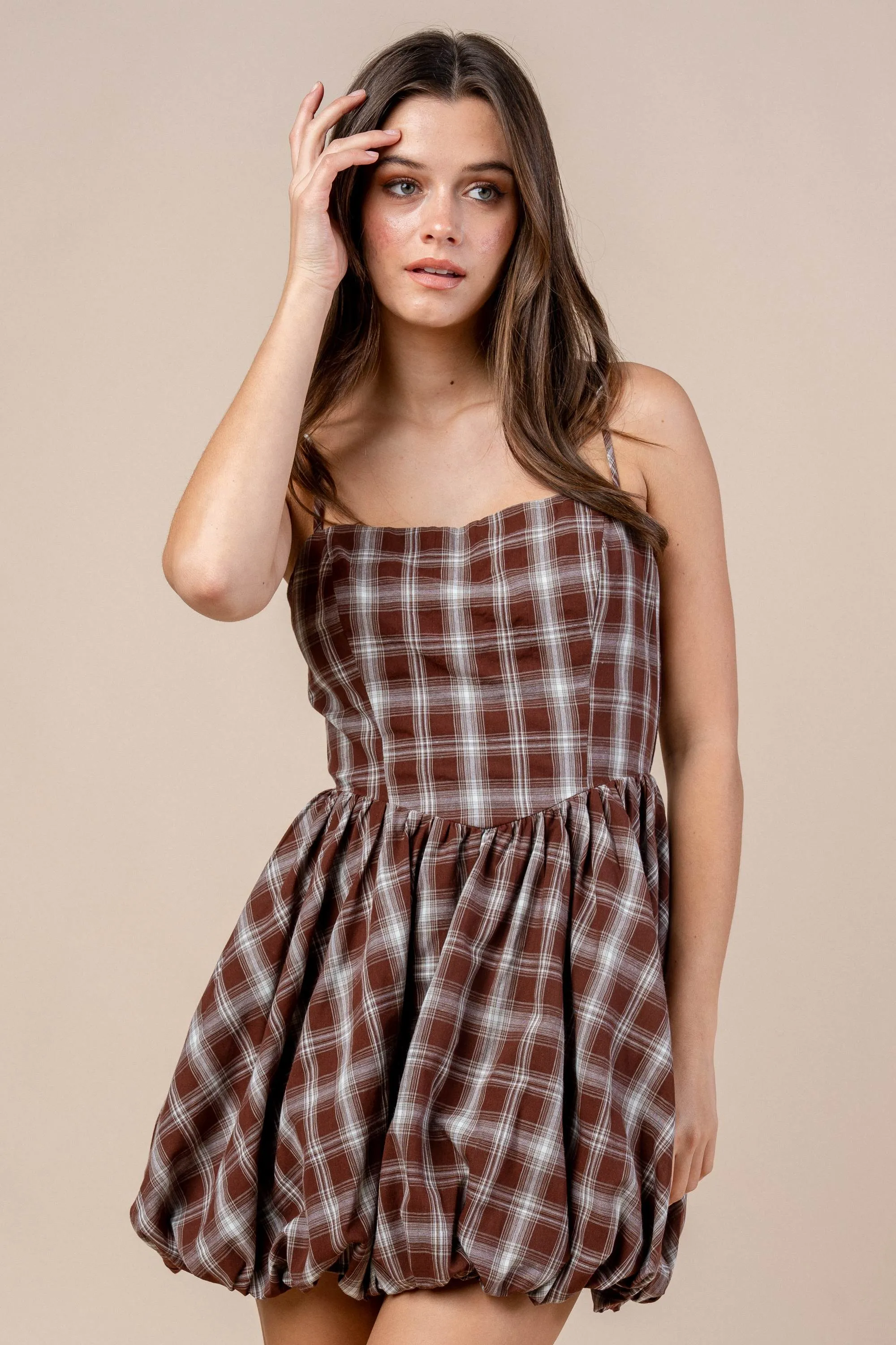 CD30449E / COTTON PLAID MINI DRESS sold by privy