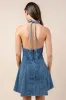 CD30349N / DENIM HALTER NECK MINI DRESS sold by privy