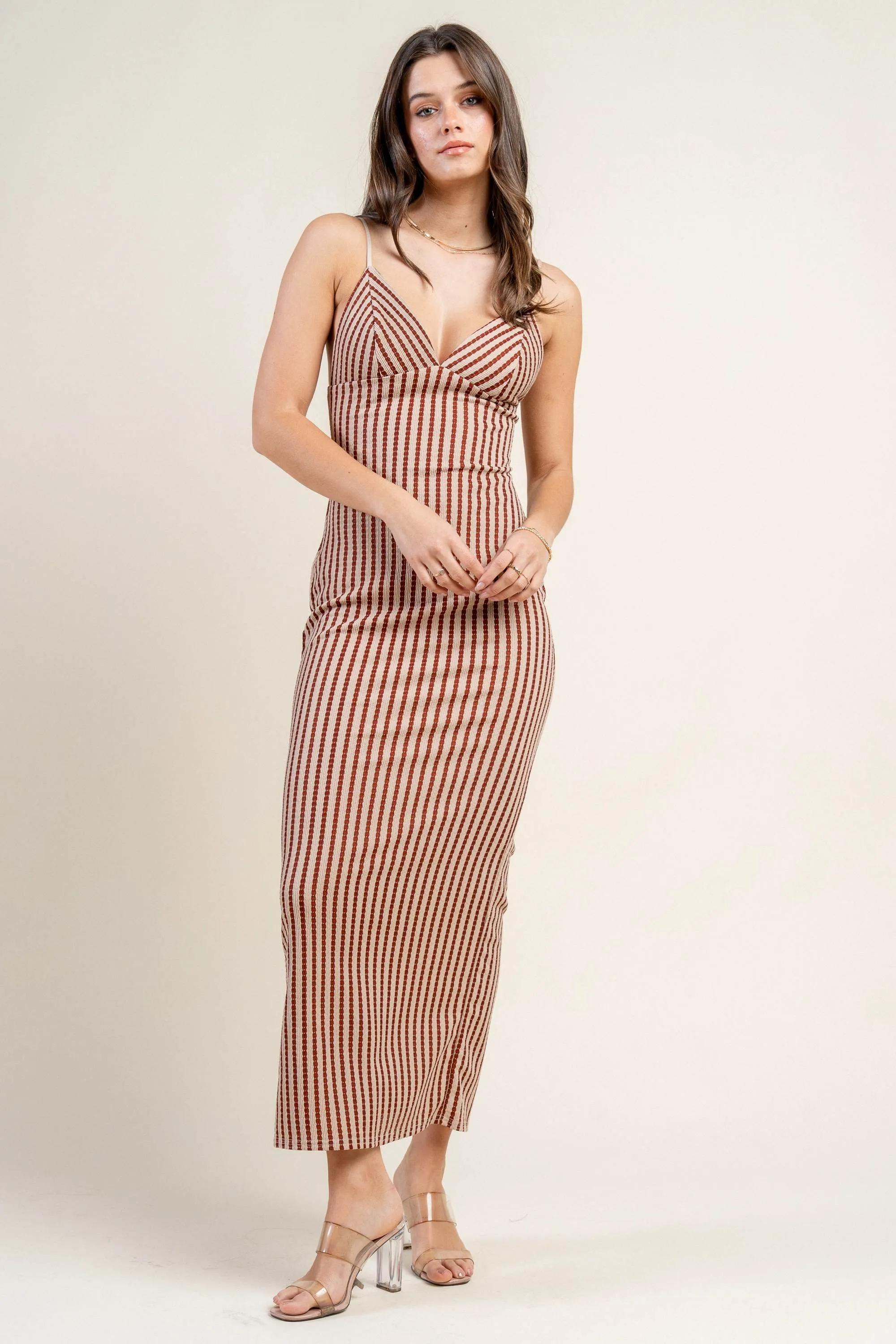 BDKF12977K / STRIPE TEXTURED KNIT DRESS sold by privy