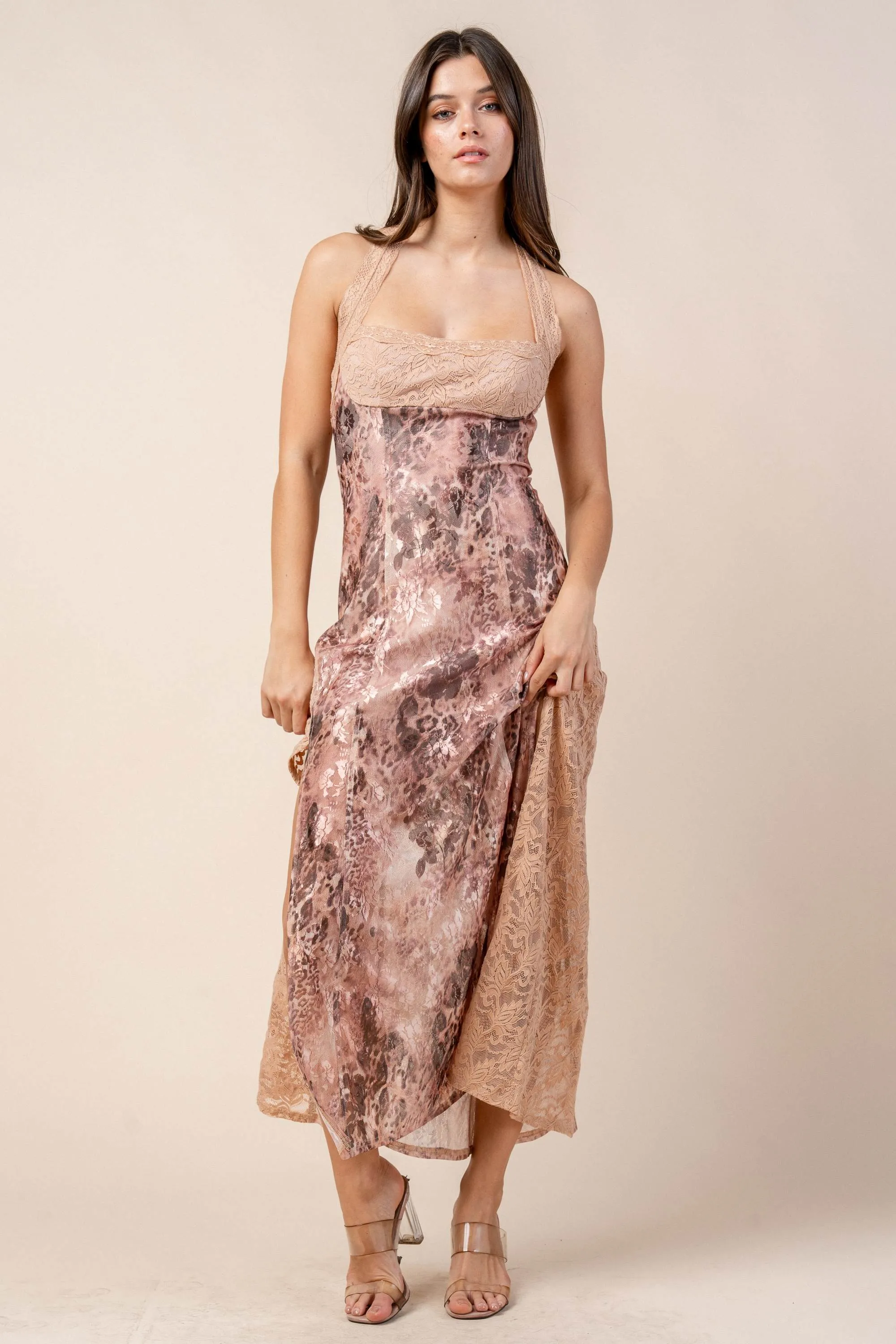 CDKF30490S / PRINTED LACE MIDI DRESS sold by privy