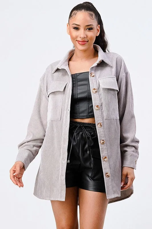 OVERSIZED CORDUROY COLLAR CHEST POCKETS JACKET sold by privy product image thumbnail 2