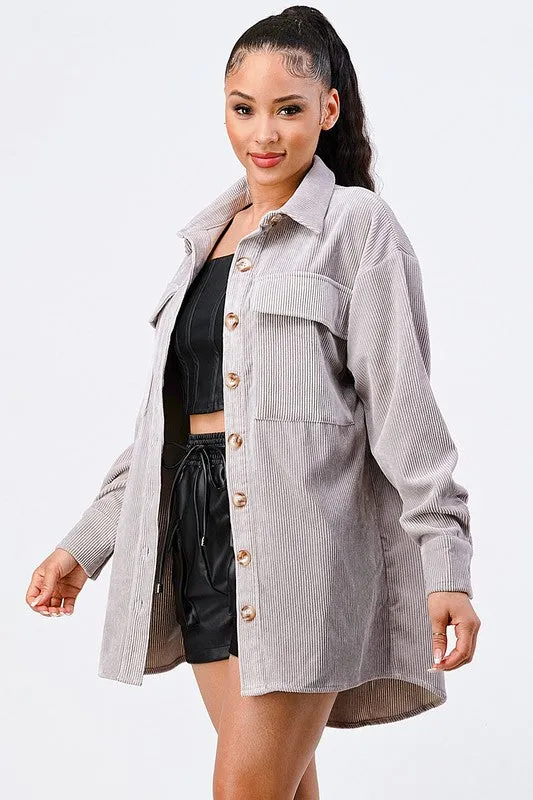 OVERSIZED CORDUROY COLLAR CHEST POCKETS JACKET sold by privy product image thumbnail 3
