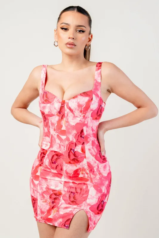 PDWS78598ETP-W / STRETCH WOVEN PRINT SLEEVELESS MINI DRESS sold by privy