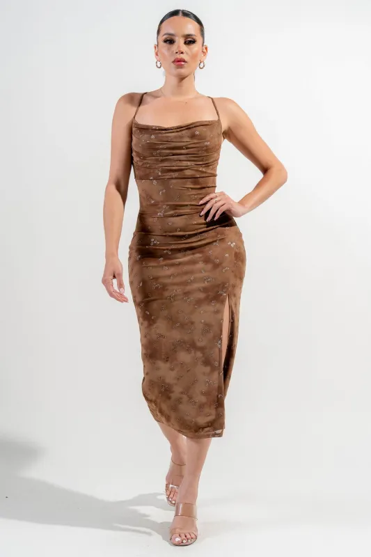 PD78966K / METALLIC MESH MIDI DRESS sold by privy