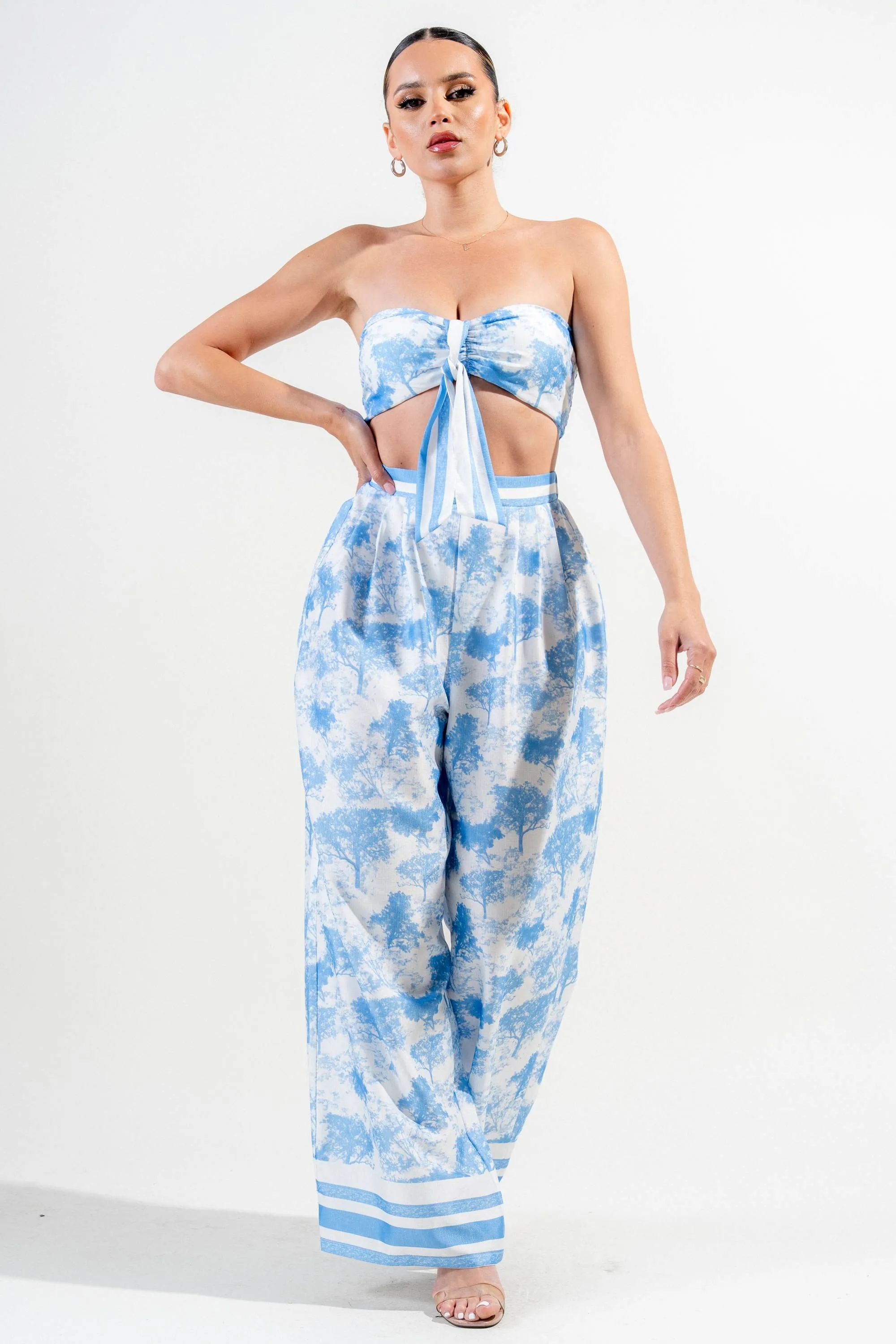 PSWS9768K / LINEN PRINT TOP AND PANTS SET sold by privy product image thumbnail 4