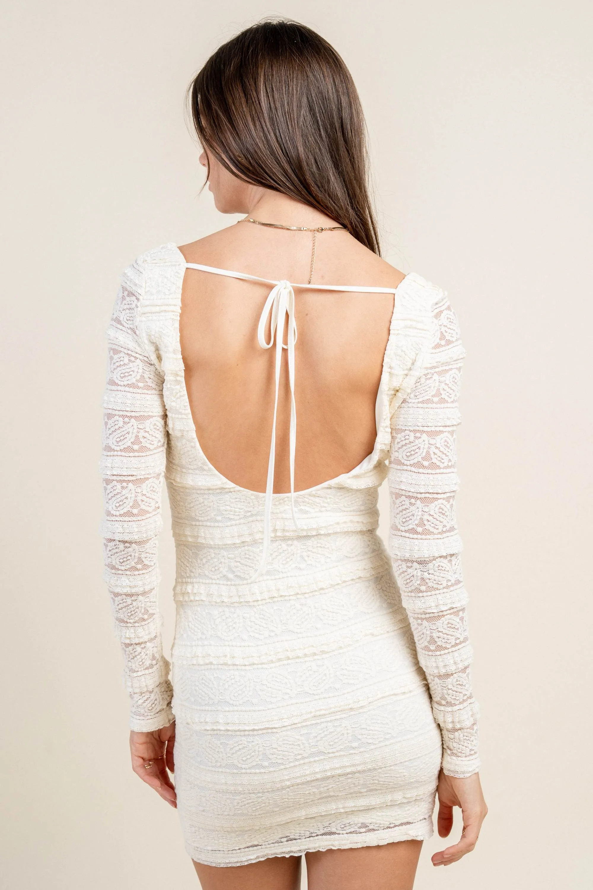 BDKF12936K / FRILL LACE LONG SLEEVE MINI DRESS sold by privy product image thumbnail 3