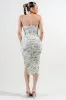 PD78991N / MESH PRINT BUSTIER SKIRT SIDE SLIT RUCHING MIDI DRESS sold by privy