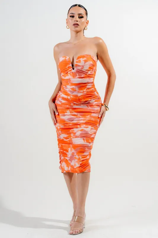 PDKS78609N / MESH PRINT MIDI DRESS sold by privy