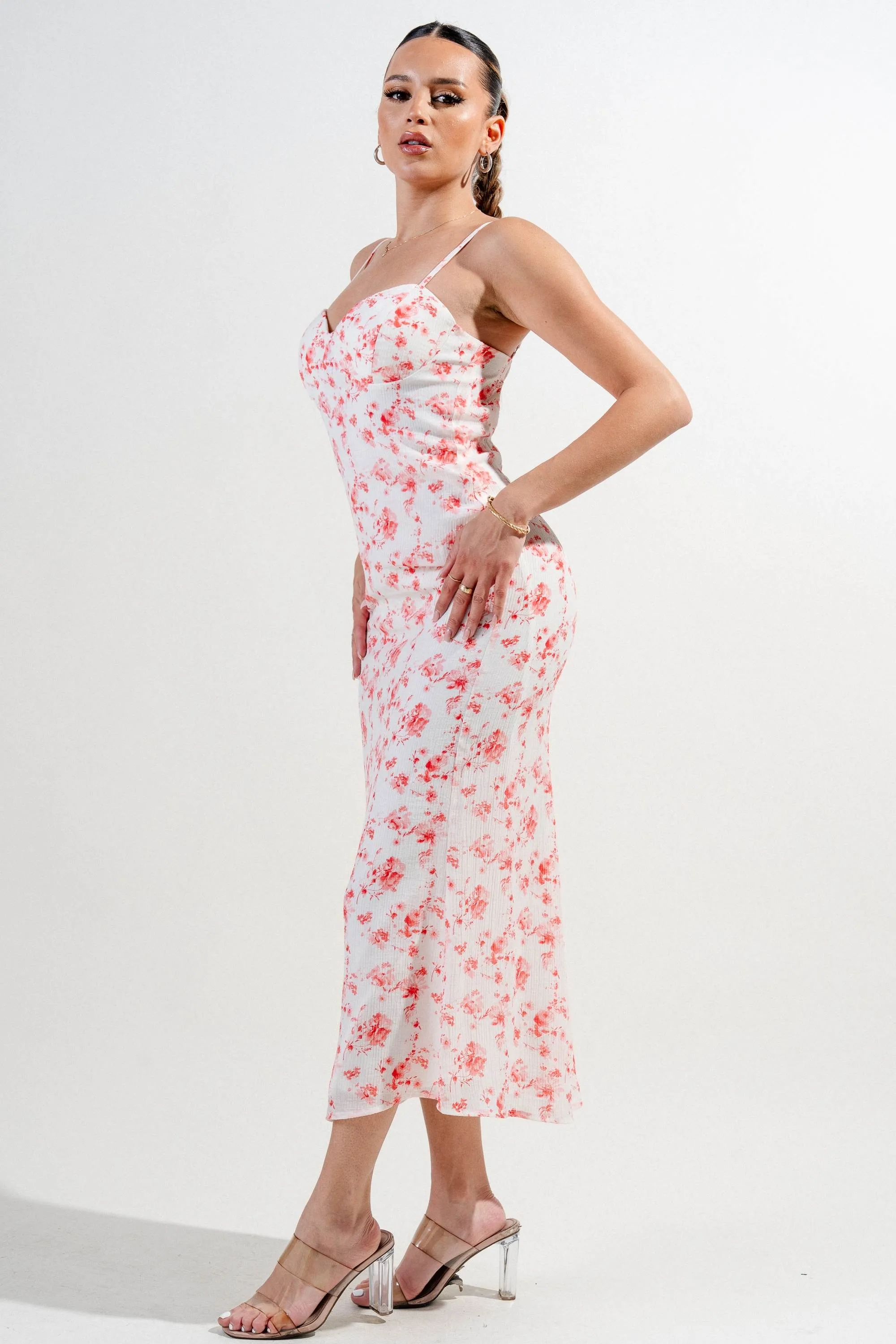 PDWS78647S / INDIGO STRIPE DIGITAL PRINT BUSTIER FLORAL WOVEN MAXI DRESS sold by privy product image thumbnail 2