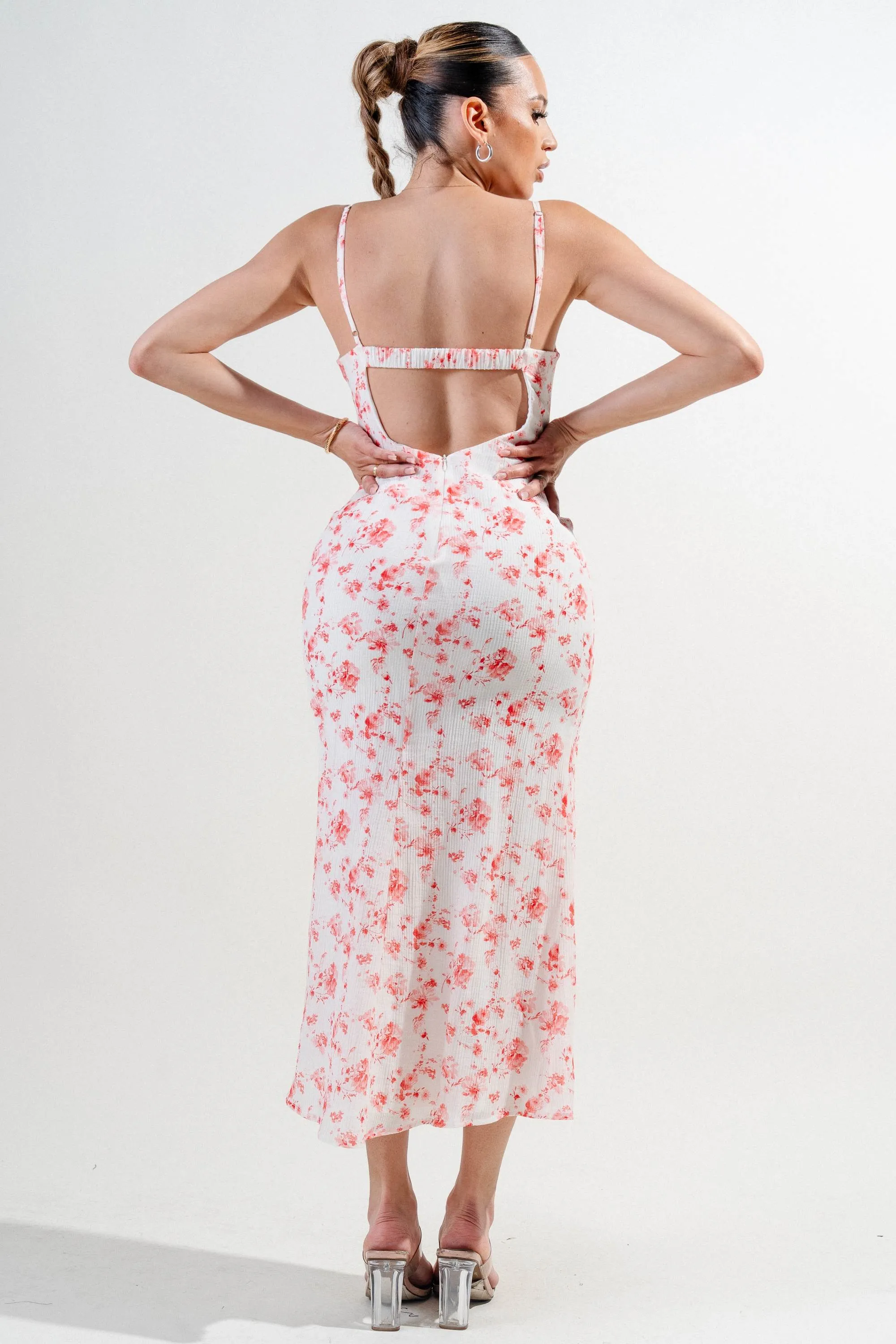 PDWS78647S / INDIGO STRIPE DIGITAL PRINT BUSTIER FLORAL WOVEN MAXI DRESS sold by privy product image thumbnail 3