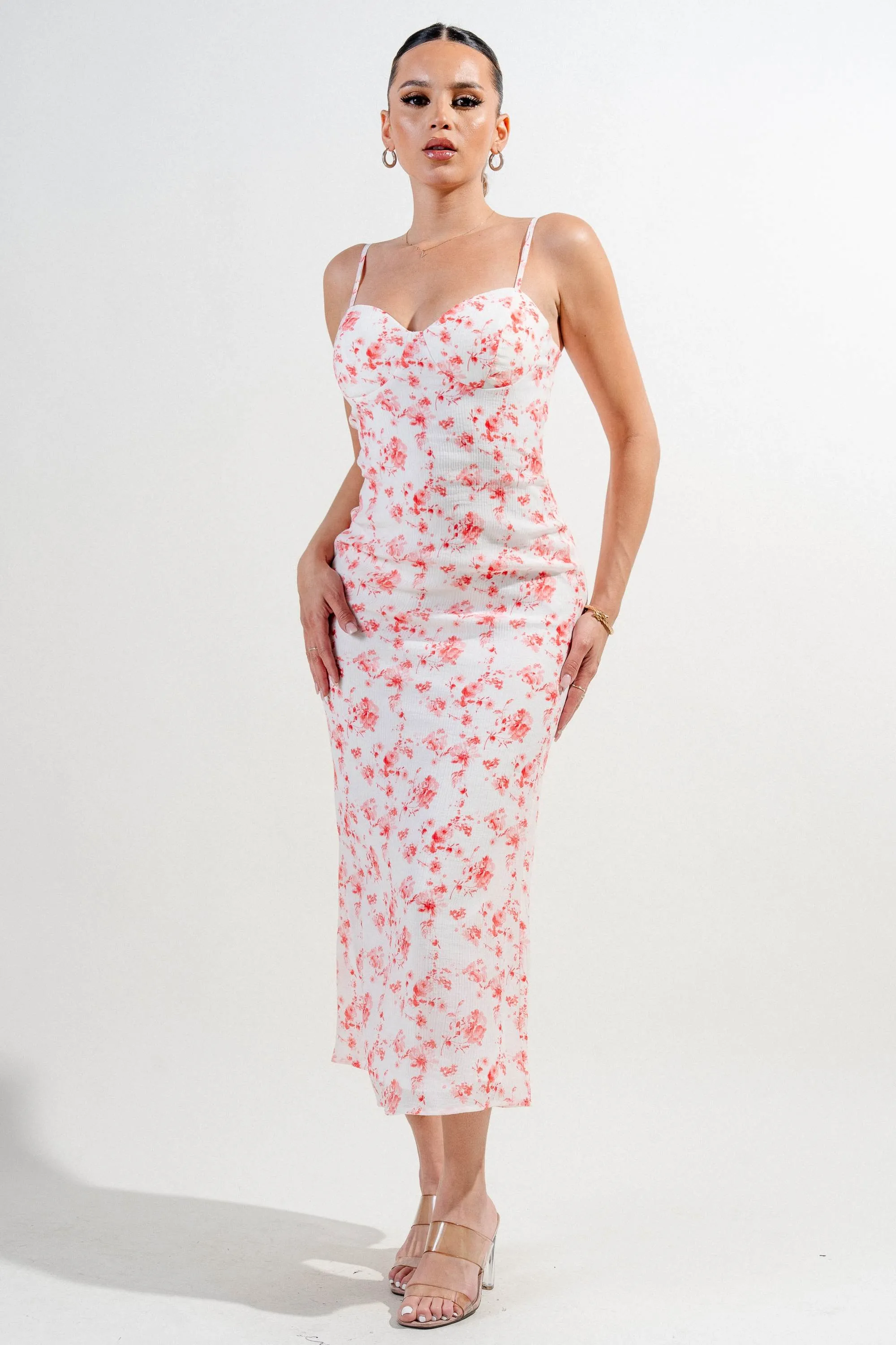 PDWS78647S / INDIGO STRIPE DIGITAL PRINT BUSTIER FLORAL WOVEN MAXI DRESS sold by privy product image thumbnail 4