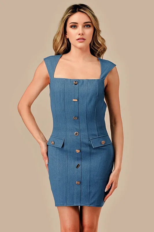 ADWF30133B / HEAVY STRETCH WOVEN DRESS sold by privy