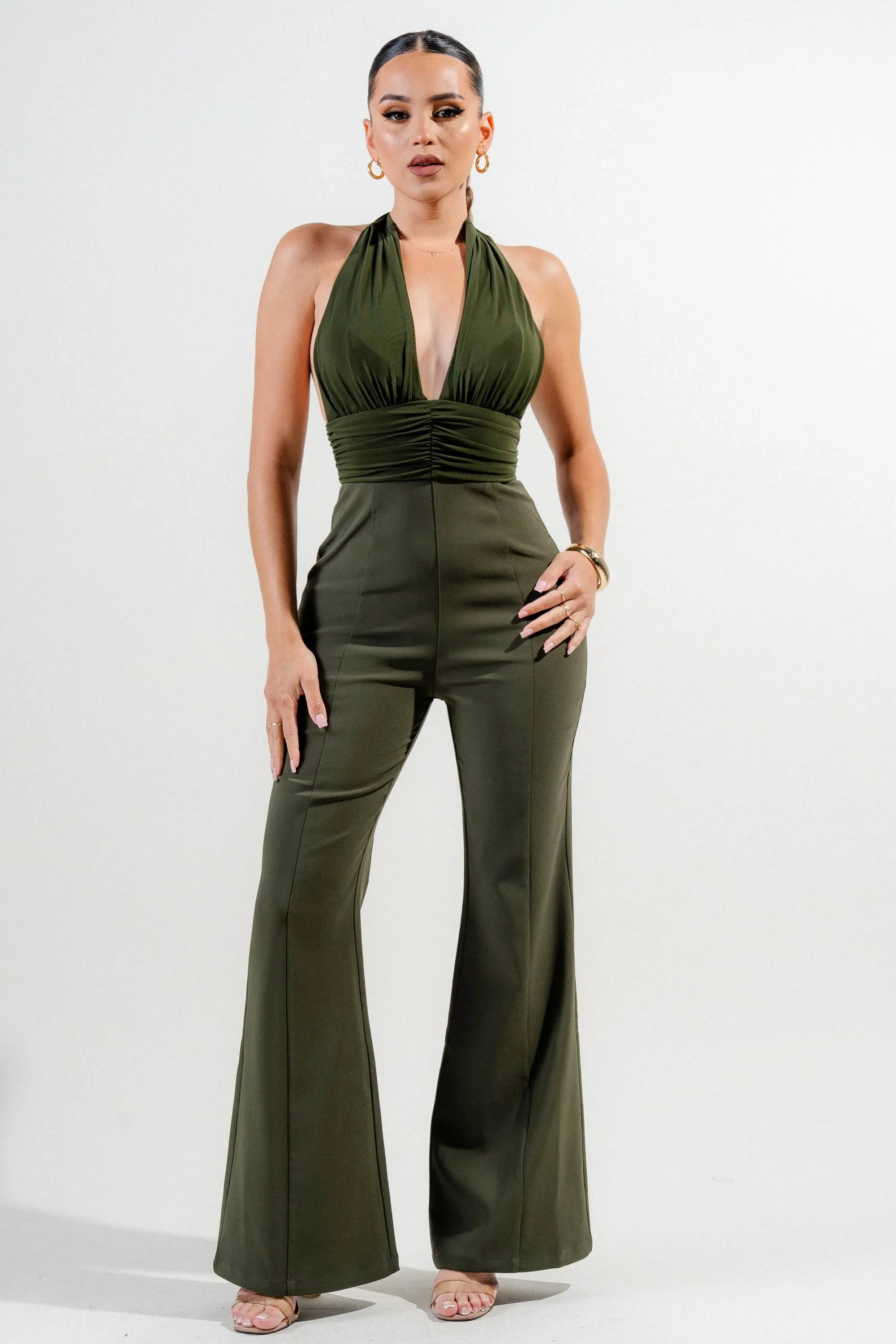 PJKF11273E / MESH & STRETCH WOVEN JUMPSUIT sold by privy