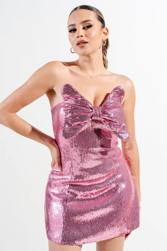 HD30126S / STRAPLESS BUTTERY FRONT SEQUINS FITT & ARE MINI DRESS sold by privy