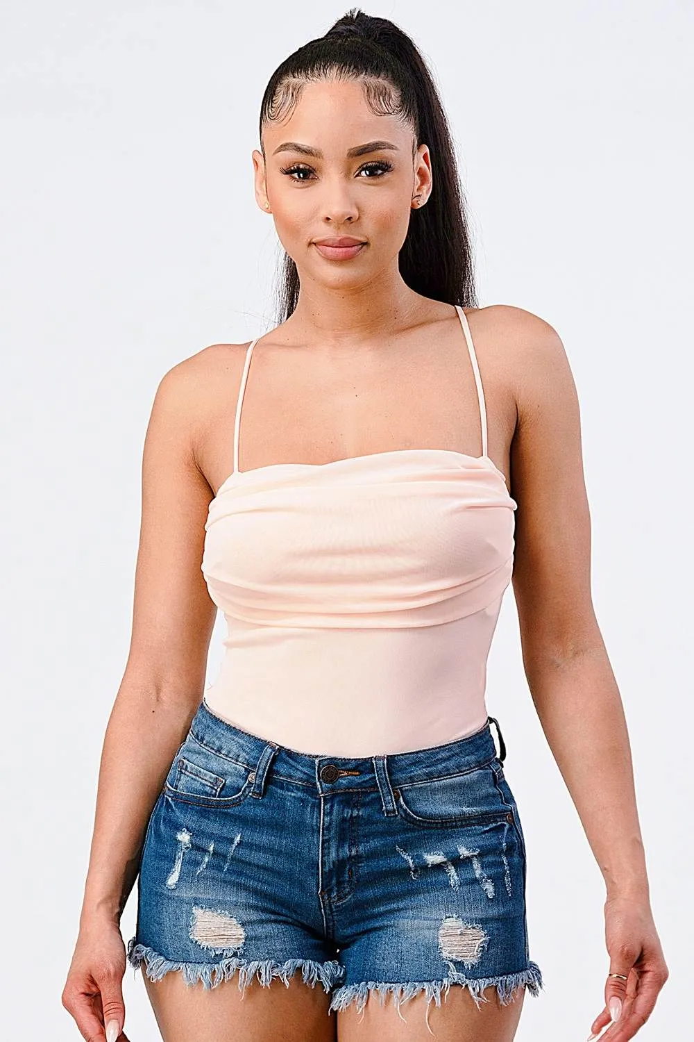 PT41842N / STRETCH MESH SOLD SPAGETTI STRAP BODYSUIT sold by privy