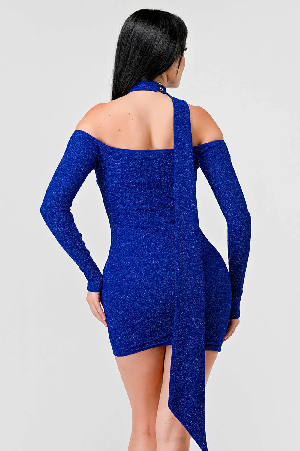 LUX METALLIC LUREX GLITTER ASYMMETRICAL MINI DRESS sold by privy product image thumbnail 4