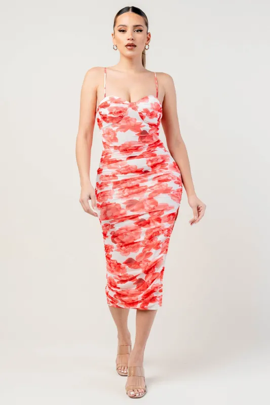 PDKS78574 / MESH PRINT MIDI DRESS sold by privy