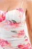 PD79066NST / MESH PRINT BUSTIER RUCHING ASYMMETRICAL HEM MIDI DRESS sold by privy