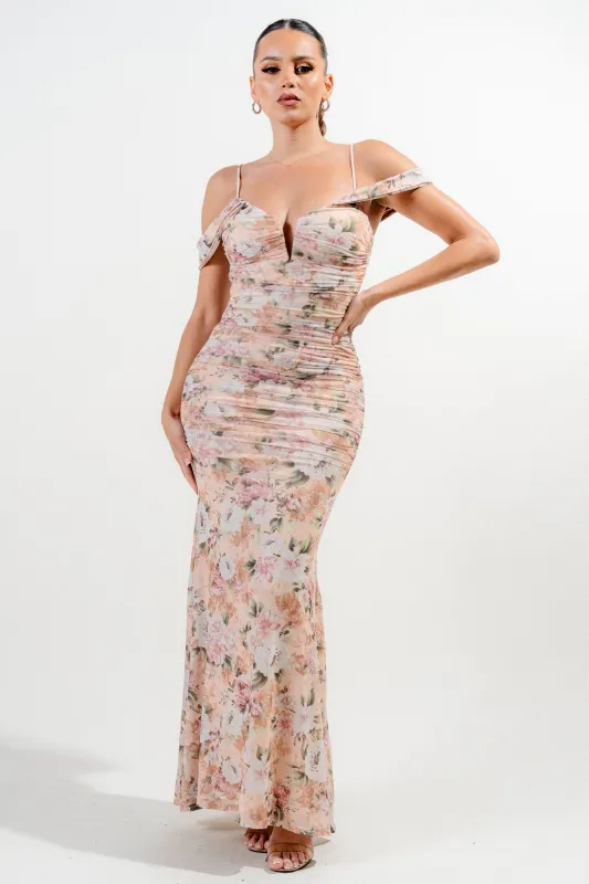 PD78522N / MESH PRINT MAXI DRESS sold by privy