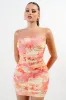 PDKS78724N / MESH PRINT RUCHED MINI BODYCON DRESS sold by privy