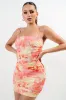 PDKS78724N / MESH PRINT RUCHED MINI BODYCON DRESS sold by privy