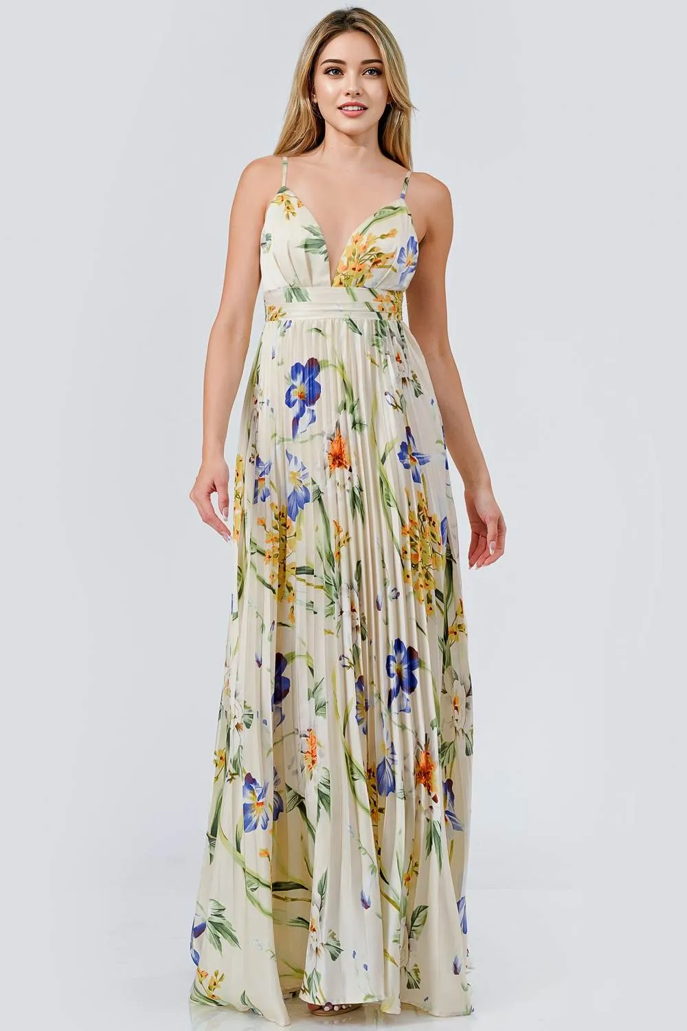 ADWF30175S / PLEATED WOVEN PRINT MAXI DRESS sold by privy product image thumbnail 5