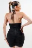 PD79015K / METALLIC LUREX KNIT HALTER CUTOUT FRONT RUCHING MINI DRESS sold by privy