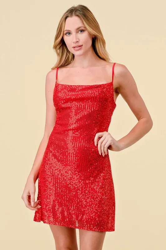 BD10297H / SEQUINS COWL NECK BODYCON MINI DRESS sold by privy