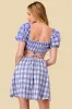 BD10364K / GINGHAM SMOCKED OPEN BACK DRAWSTRING MINI DRESS sold by privy