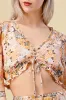 BS3154S / FLORAL PRINT RUCHED CROP TOP AND SKIRT SET sold by privy