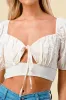 BT1439S / SMOCKED SWEETHEART KEY HOLE TIE CROPPED TOP sold by privy