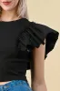 BT1511C / CHIC RUFFLE SLEEVE DETAIL CROP TOP sold by privy