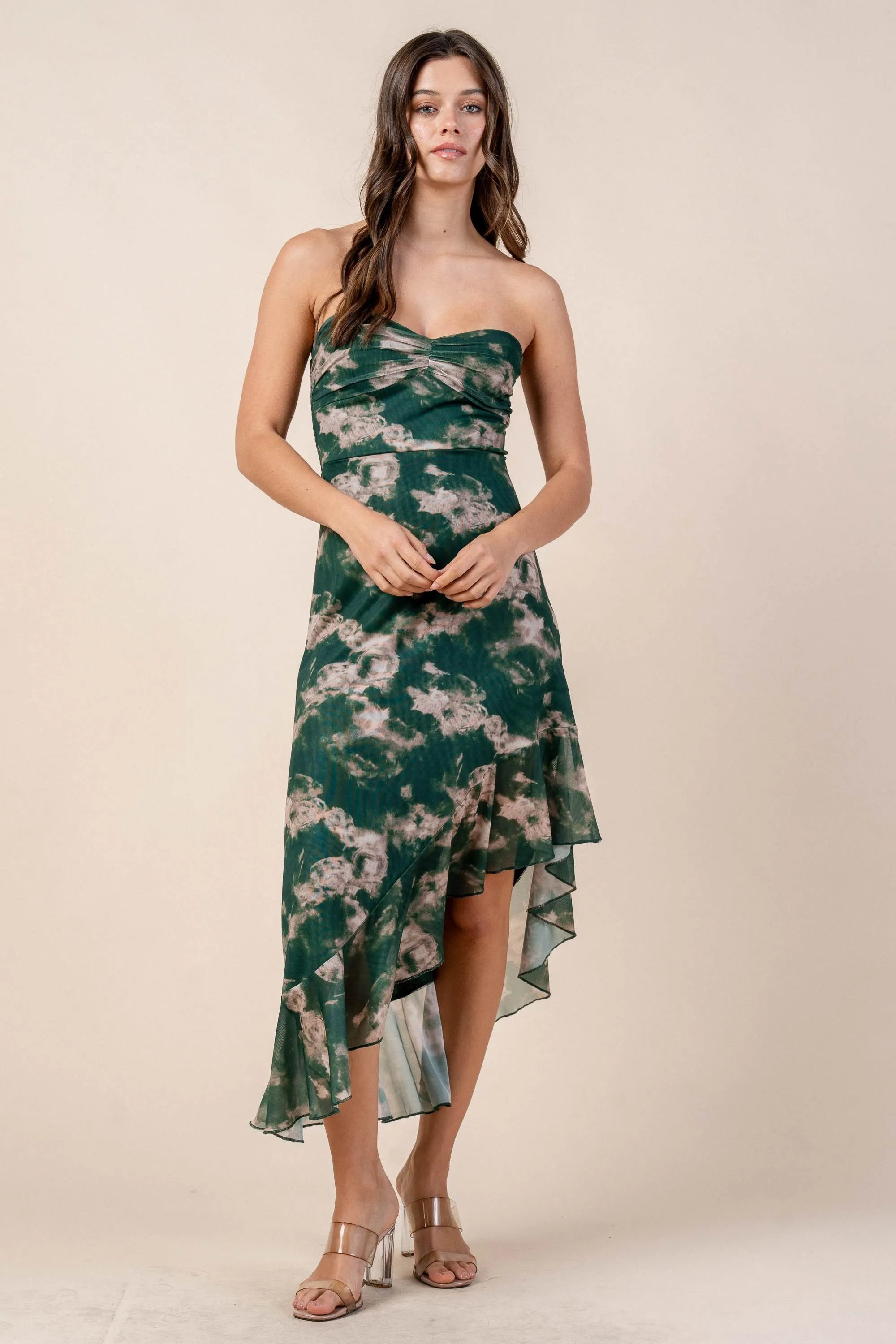 CDKF30450E / MESH PRINT MIDI DRESS sold by privy