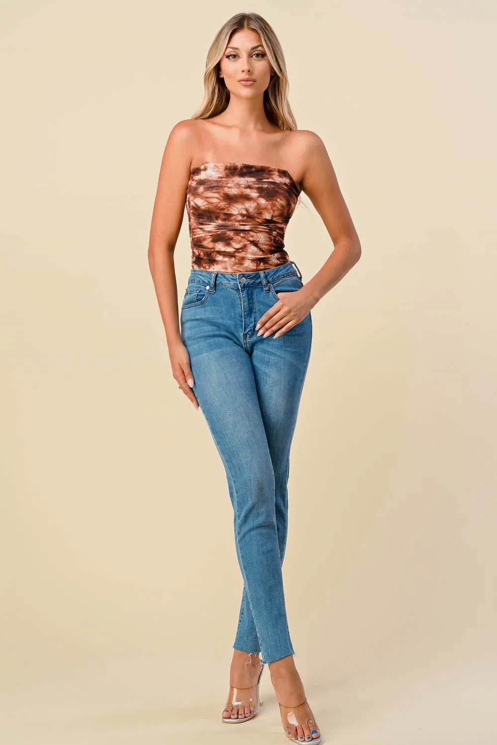 BT1110 / TRENDY TIE DYE TUBE TOP BODYSUIT sold by privy product image thumbnail 4