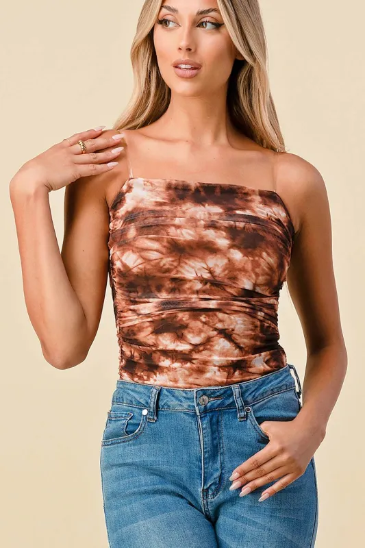 BT1110 / TRENDY TIE DYE TUBE TOP BODYSUIT sold by privy
