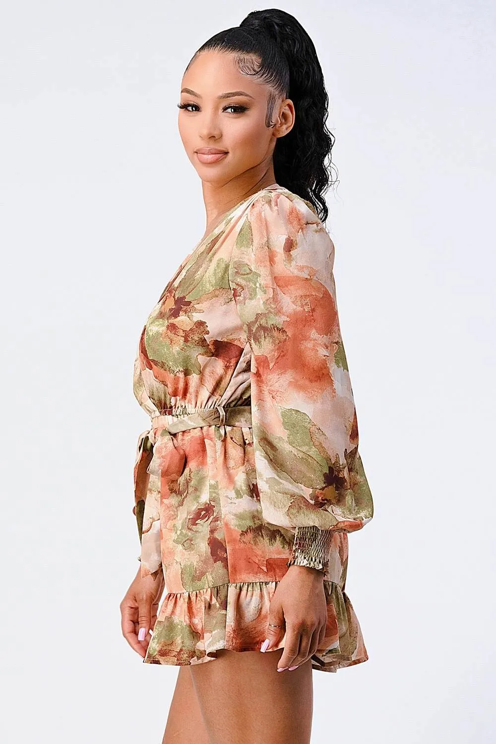 PJ10379E / PRINTED LONG SLEEVE RUFFLE DETAIL ROMPER sold by privy product image thumbnail 4