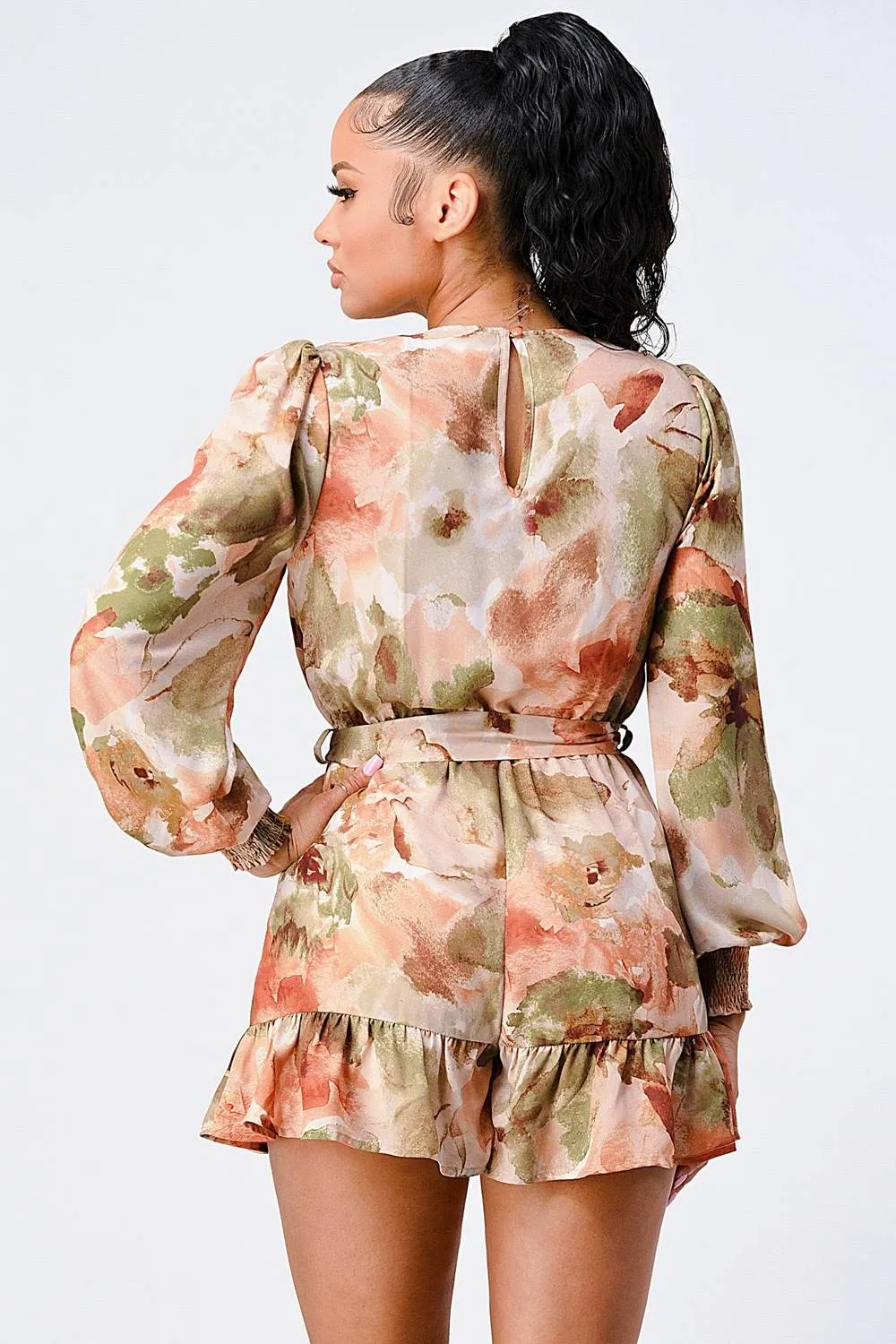 PJ10379E / PRINTED LONG SLEEVE RUFFLE DETAIL ROMPER sold by privy product image thumbnail 5
