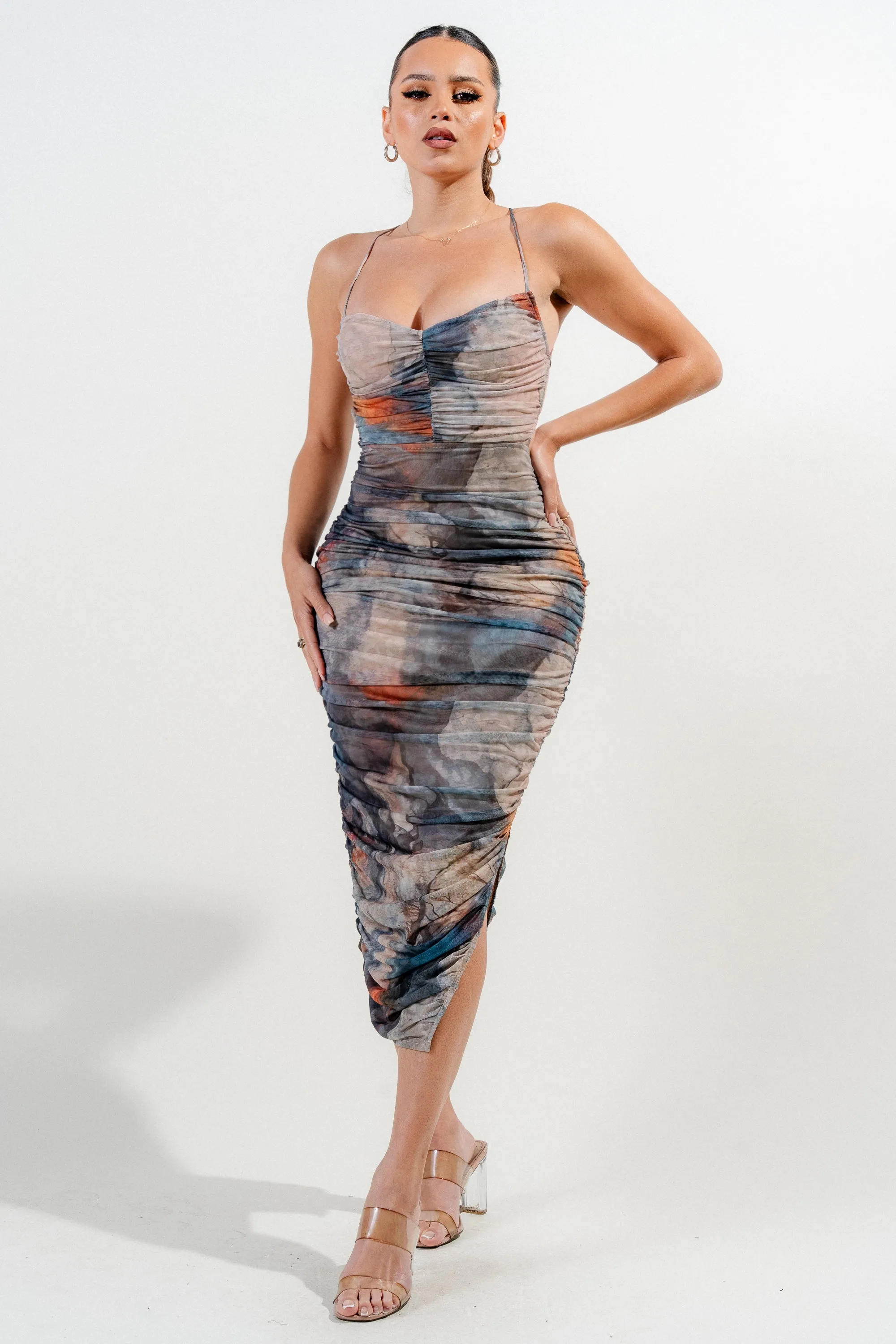 PD77471B / MESH PRINT MIDI DRESS sold by privy product image thumbnail 4