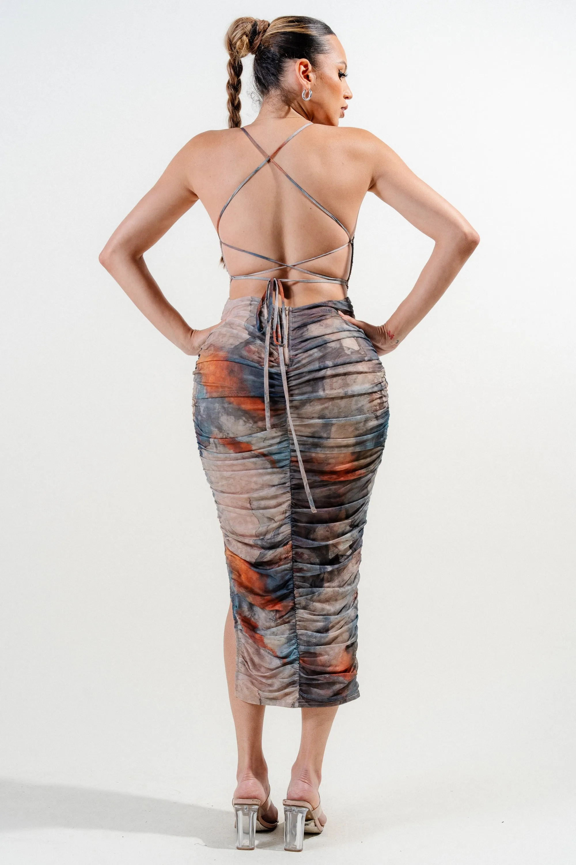 PD77471B / MESH PRINT MIDI DRESS sold by privy product image thumbnail 3