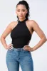 SIDE CROSSED CUT-OUT MOCK SLEEVELESS BODYSUIT sold by privy