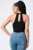 SIDE CROSSED CUT-OUT MOCK SLEEVELESS BODYSUIT sold by privy