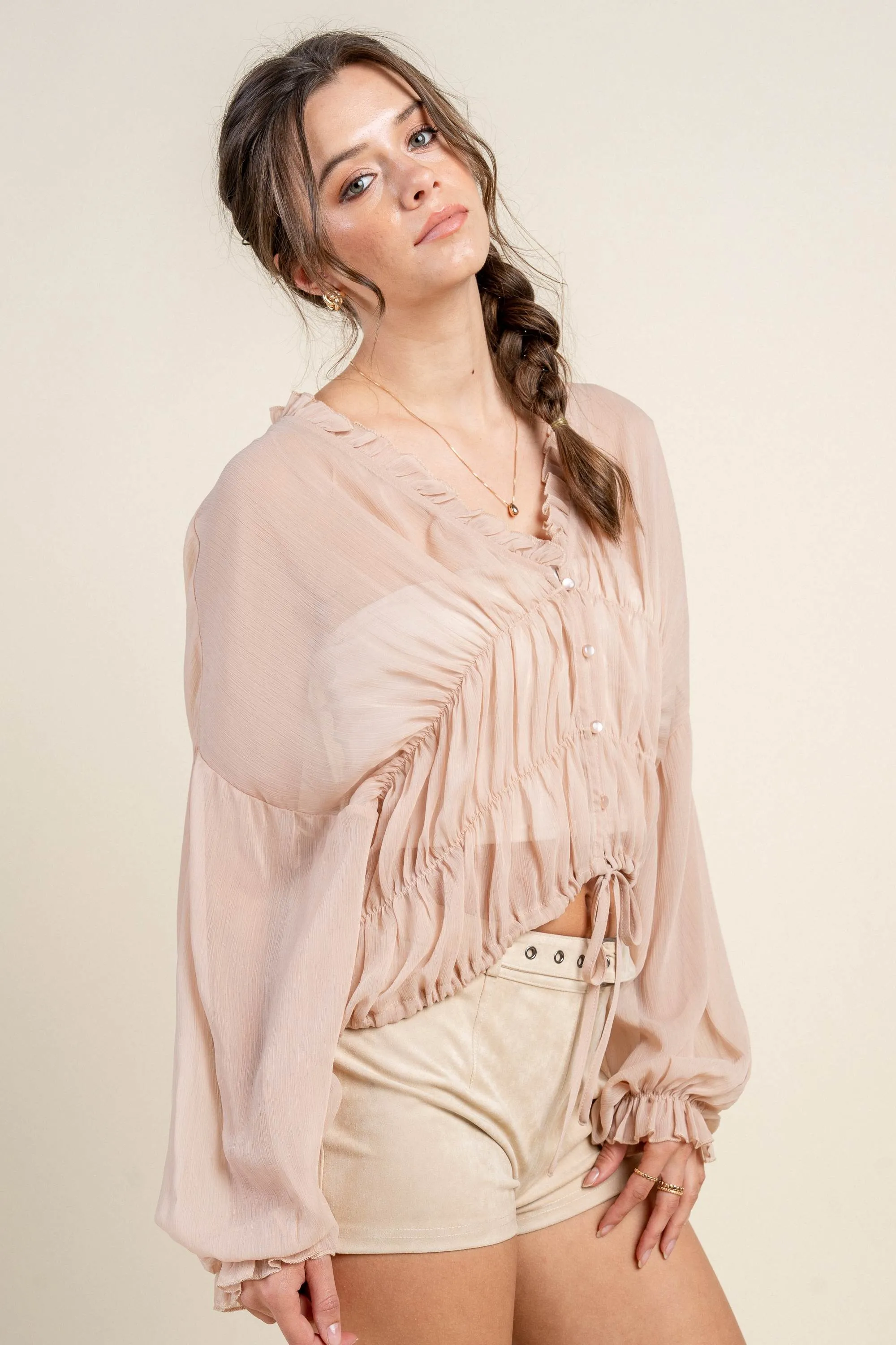BTWF3261B / CREPE CHIFFON LONG SLEEVE TOP sold by privy product image thumbnail 2