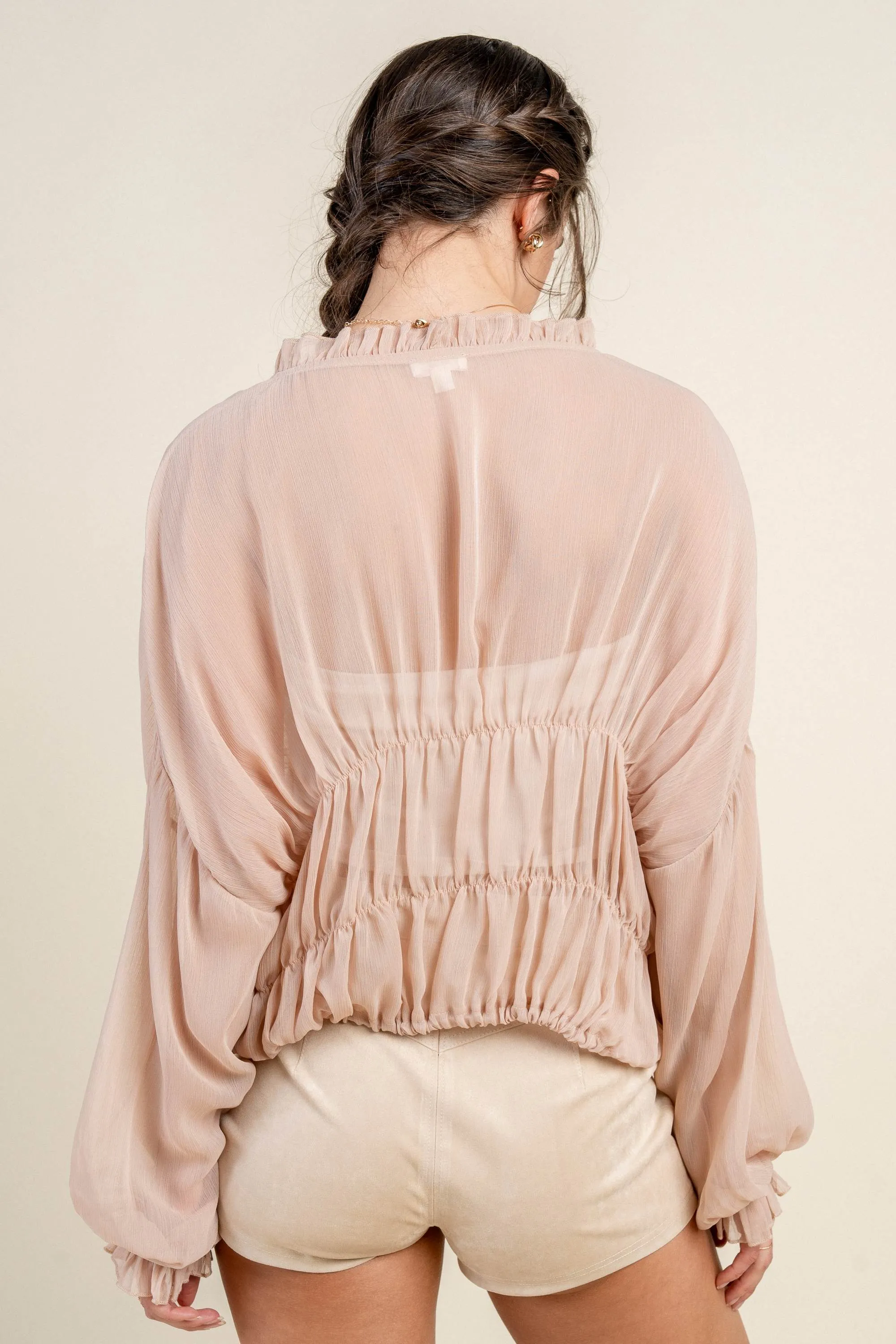 BTWF3261B / CREPE CHIFFON LONG SLEEVE TOP sold by privy product image thumbnail 3