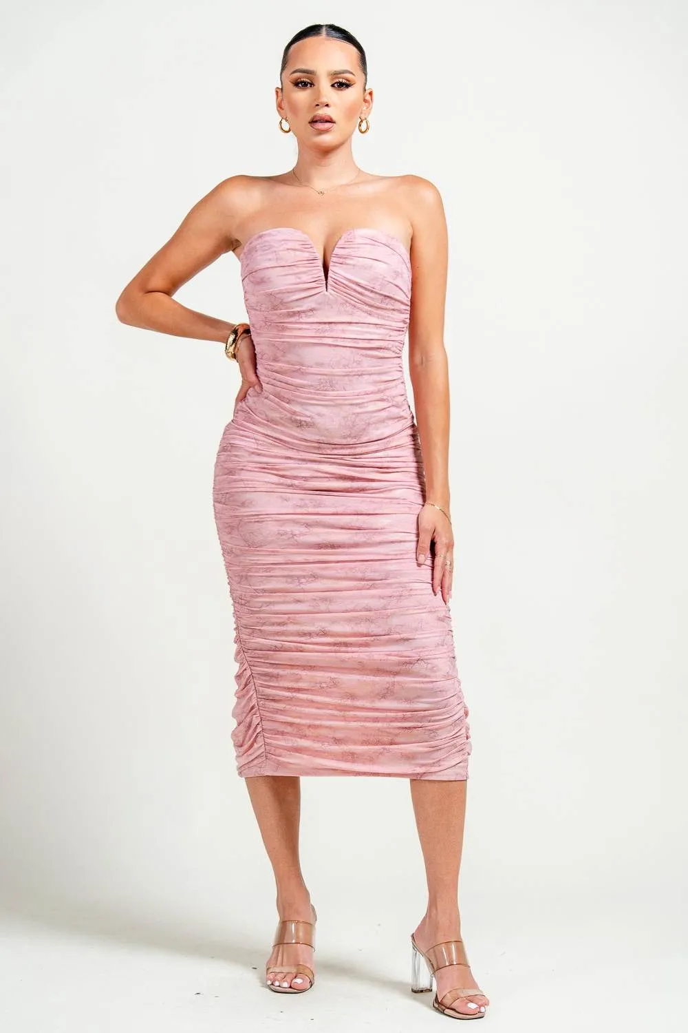 PD79140NST / TUBE WIRE INSET RUCING MIDI BODYCON DRESS sold by privy product image thumbnail 4