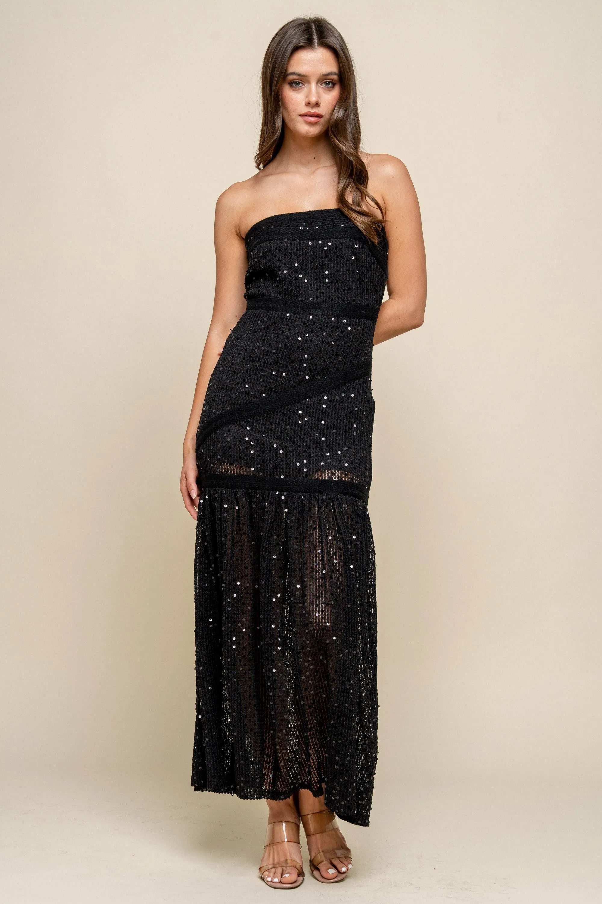 CDKF30497E / SEQUINNED KNIT MAXI TUBE DRESS sold by privy product image thumbnail 5